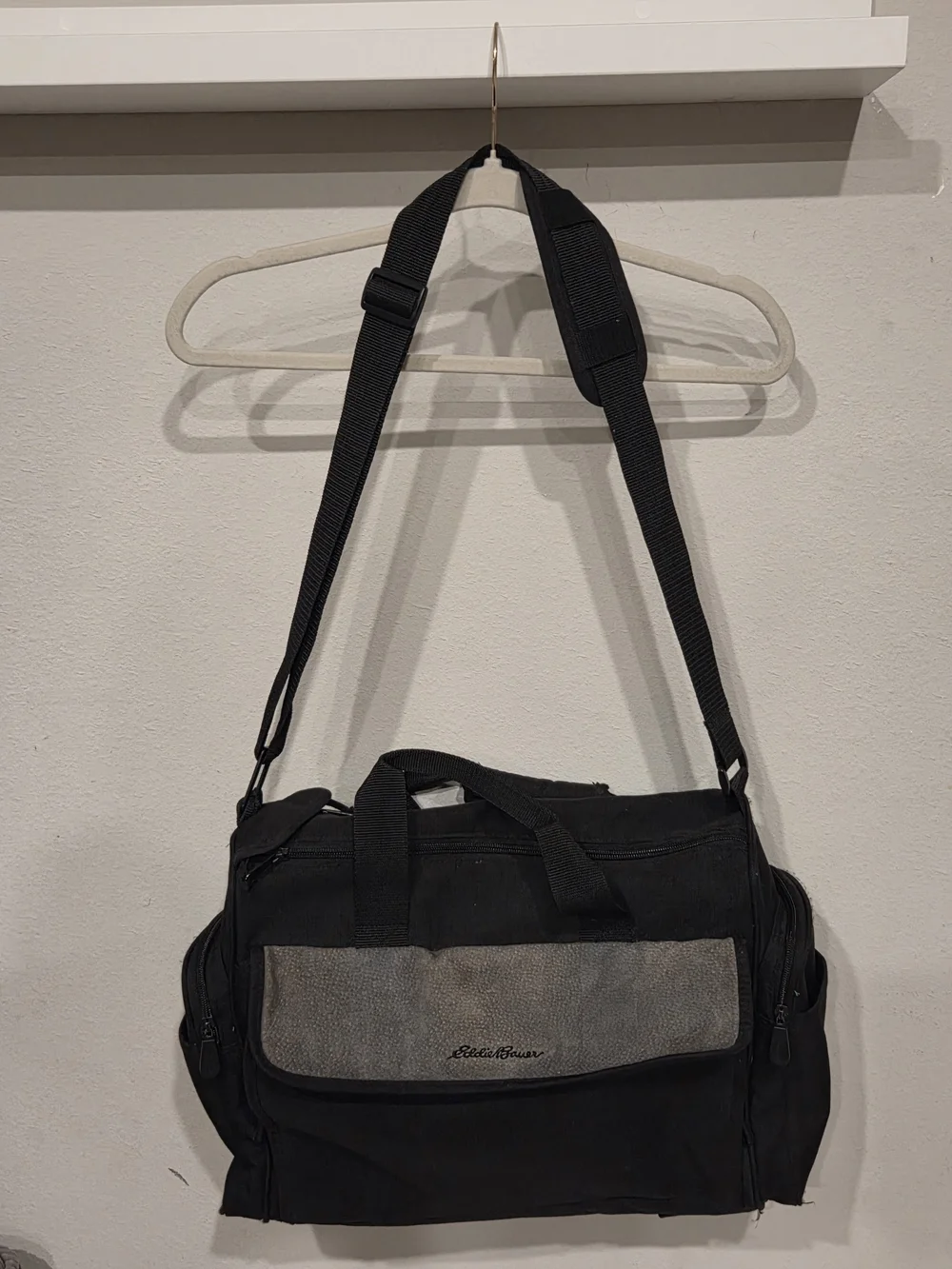 Eddie Bauer Black Diaper Bag with Gray Front Panel